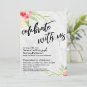 Viel met ons zachte marmer en Waterverf bloemen Kaart (Staand voorkant)