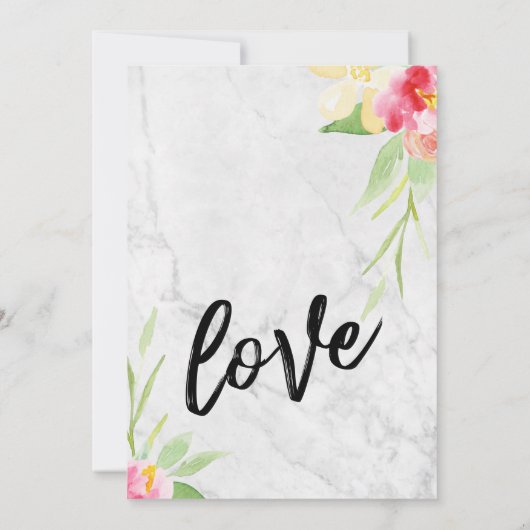 Viel met ons zachte marmer en Waterverf bloemen Kaart (Achterkant)