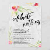 Viel met ons zachte marmer en Waterverf bloemen Kaart (Voorkant / Achterkant)