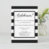 Viel! Party Invitation Black & White Stripes Kaart (Staand voorkant)