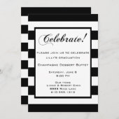 Viel! Party Invitation Black & White Stripes Kaart (Voorkant / Achterkant)