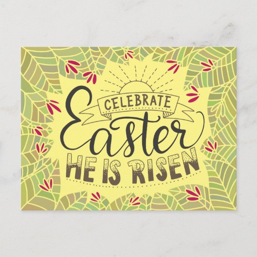 Viel Pasen hij rijdt met de geelzondrooster Briefkaart (Voorkant)