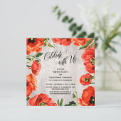 Viel samen met Amerikaanse rode papavers op houtaf Kaart (Staand voorkant)