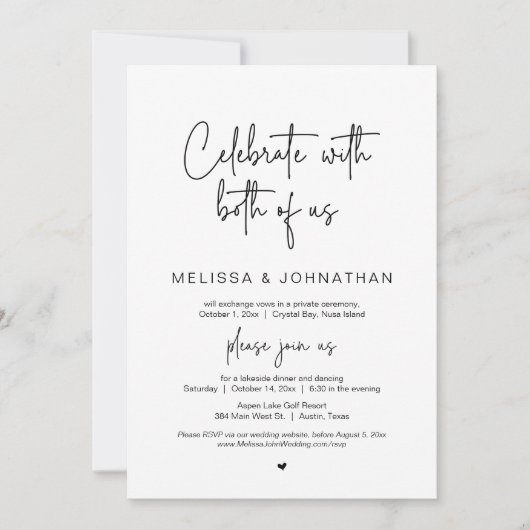 Viel samen met ons beiden, Wedding Elopement Party Kaart (Voorkant)