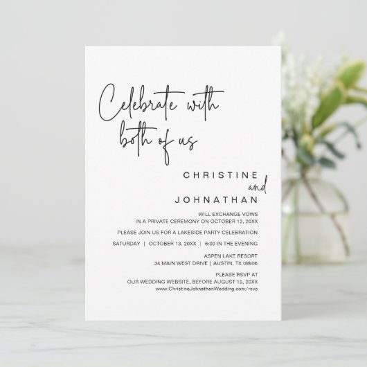 Viel samen met ons beiden, Wedding Elopement Party Kaart (Staand voorkant)