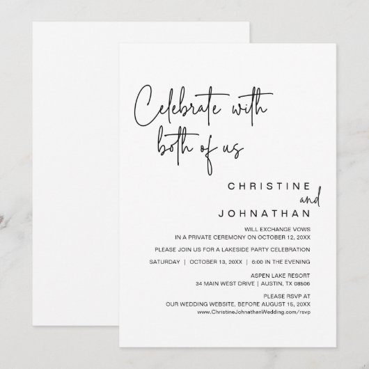 Viel samen met ons beiden, Wedding Elopement Party Kaart (Voorkant / Achterkant)