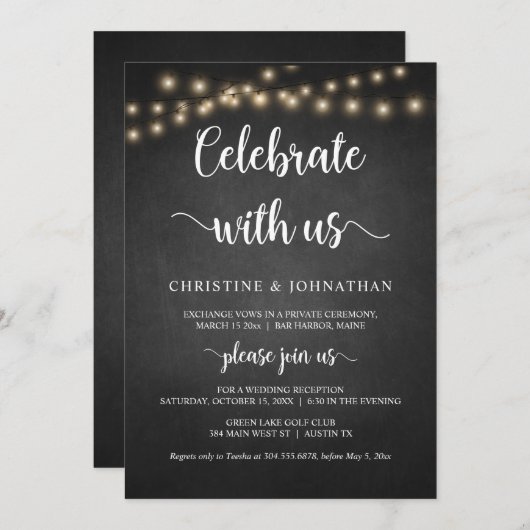 Viel samen met ons, Rustic Elopement Party Invitat Kaart (Voorkant / Achterkant)