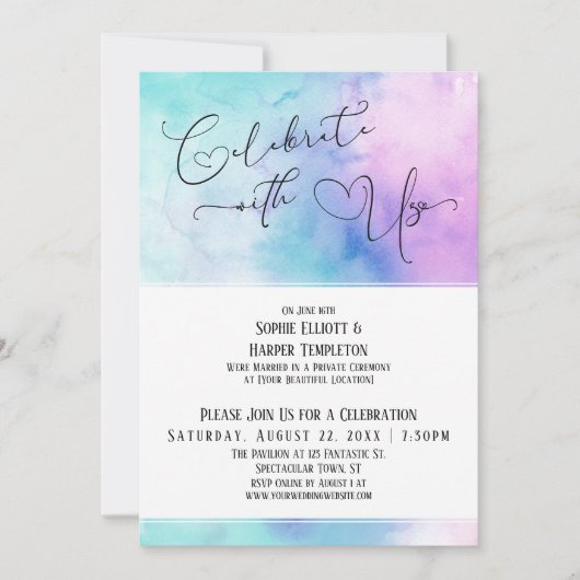 Viel samen met US Pastel Waterverf Reception Kaart (Voorkant)