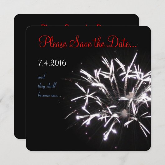 Viel sparen-de datum rood/wit/blauw 5 save the date (Voorkant / Achterkant)