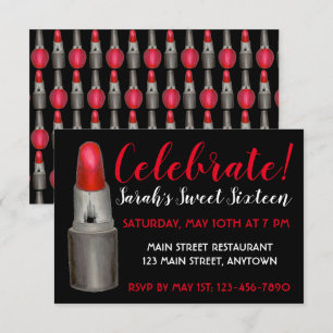 Viel! Sweet Sixteen Birthday Lipstick Makeup Kaart