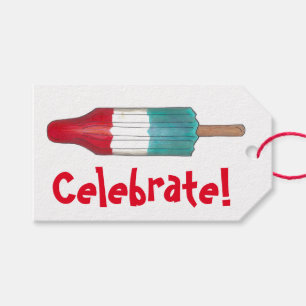 Viel! Vierde Pop patriottische raketschild juli Cadeaulabel