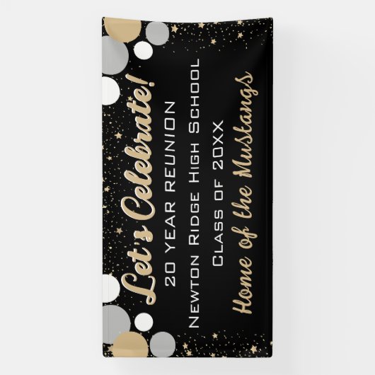 Viel! Vun Confetti Class Reunion banner (Verticaal)