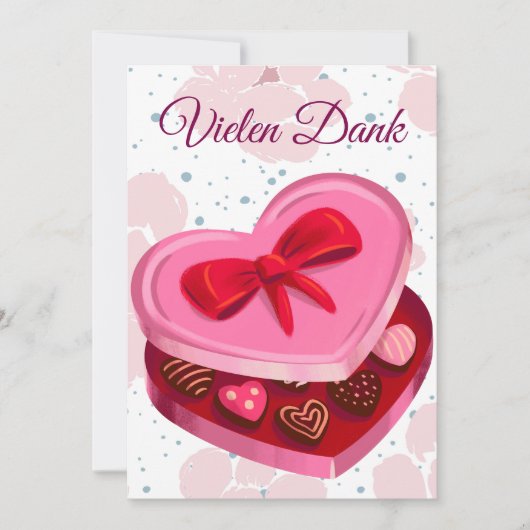 Vielen Dank,  Pralinen Herz  Kaart (Voorkant)