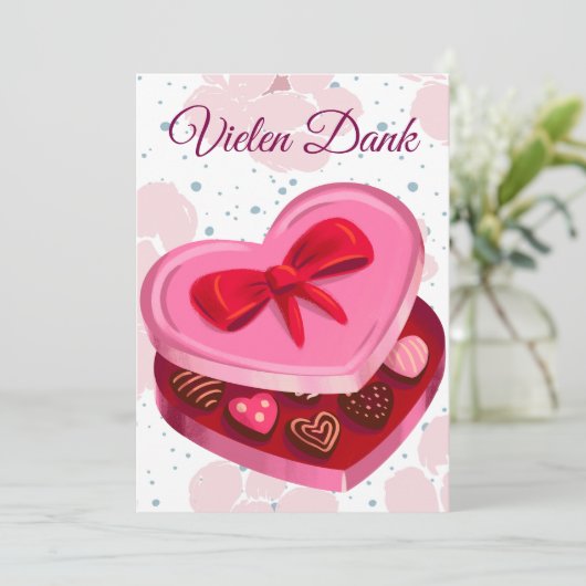 Vielen Dank,  Pralinen Herz  Kaart (Staand voorkant)