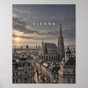 Viena Cinematic Monochroom Stads Kunst Poster