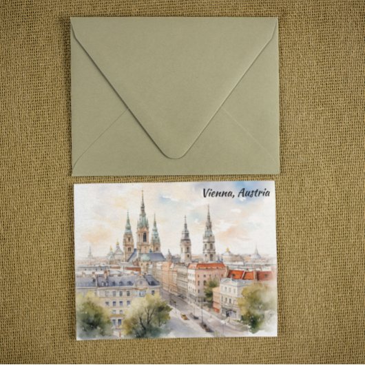 Vienna Austria Panorama View Watercolor Painting Briefkaart