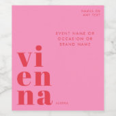 Vienna Austria red pink typography Wijn Etiket (Enkel label)