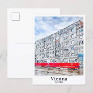 Vienna Austria Travel Waterverf met de hand geteke Briefkaart