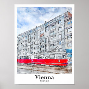 Vienna Austria Travel Waterverf met de hand geteke Poster