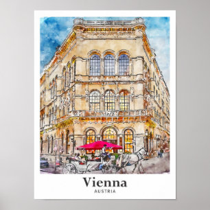 Vienna Austria Travel Waterverf met de hand geteke Poster