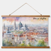Vienna Austria Watercolor Painting Panorama View Hangend Wandkleed (Voorkant)