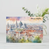 Vienna Austria Watercolor Painting Panorama View  Kaart (Staand voorkant)