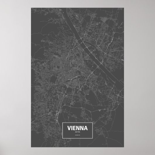 Vienna, Austria (white on black) Poster (Voorkant)