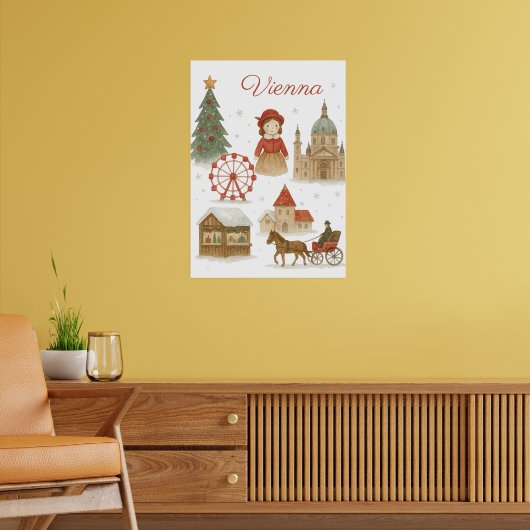 Vienna Christmas Watercolor – Cozy Poster (Woonkamer 2)