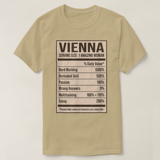 Vienna Nutrition Facts Name Nickname Alias Title F T-shirt (Design voorkant)