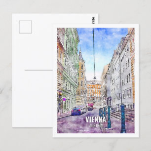 Vienna Oostenrijk Beroemde Reisplaats Waterverf Briefkaart
