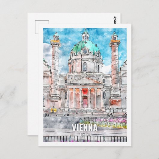 Vienna Oostenrijk Beroemde Reisplaats Waterverf Briefkaart (Voorkant / Achterkant)