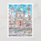 Vienna Oostenrijk Beroemde Reisplaats Waterverf Briefkaart (Voorkant)