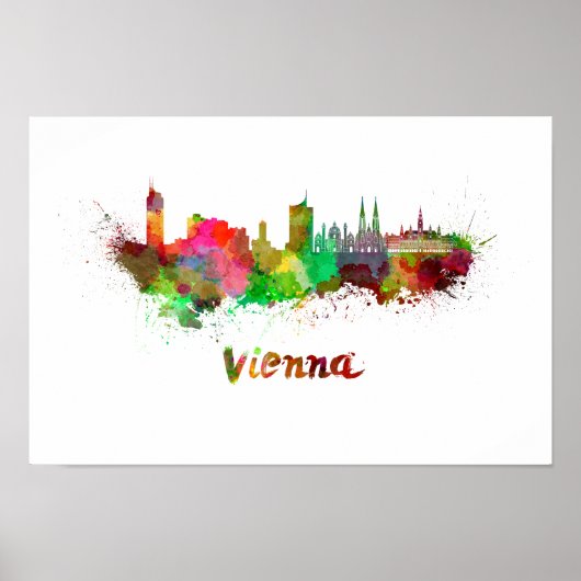 Vienna skyline in watercolor poster (Voorkant)