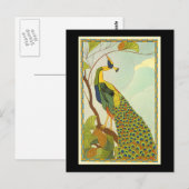 Viennese Art Nouveau Peacock Briefkaart (Voorkant / Achterkant)