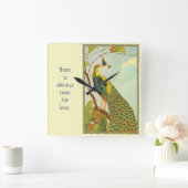 Viennese Art Nouveau Peacock Vierkante Klok (Huis)