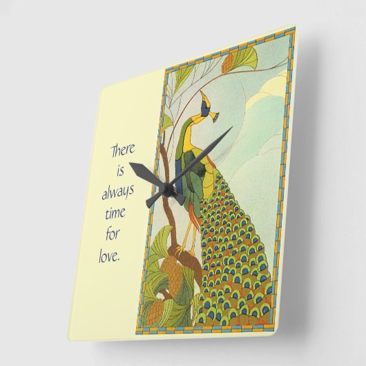 Viennese Art Nouveau Peacock Vierkante Klok (Hoek)