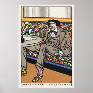 Viennese Café: Het Man van de brieven van Moriz Ju Poster