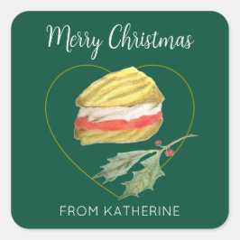 Viennese Wervelkoek Kerstmis Vierkante Sticker