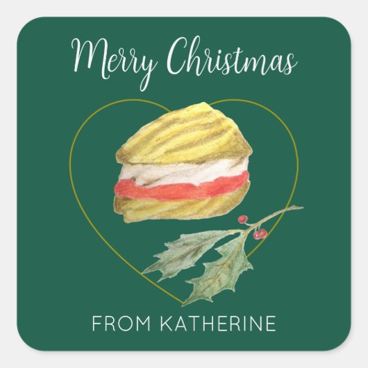 Viennese Wervelkoek Kerstmis Vierkante Sticker (Voorkant)