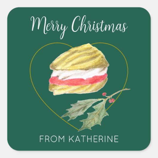 Viennese Whirls Biscuit Kerstmis Vierkante Sticker (Voorkant)