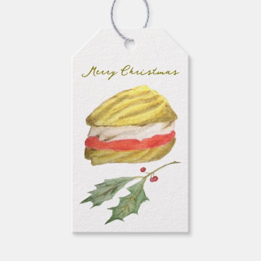Viennese Whirls Biscuit Tekening Kerstmis Cadeaulabel (Voorkant)