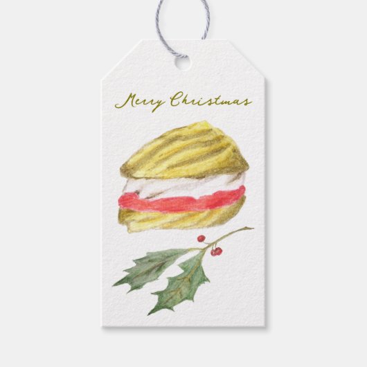 Viennese Whirls Biscuit Tekening Kerstmis Cadeaulabel (Voorkant)