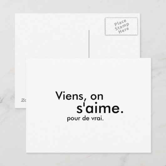 Viens, op ons tijdstip. giet de vrai. briefkaart (Voorkant / Achterkant)