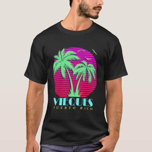Vieques Puerto Rico palmbomen T-shirt (Voorkant)