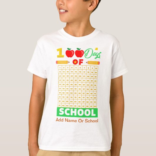 Vier 100 dagen school met een leuke telling t-shirt (Voorkant)