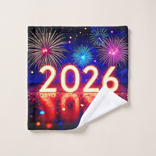 Vier 2026: Helder Toekomst Vonk Design Bad Handdoek (Wasdoekje)