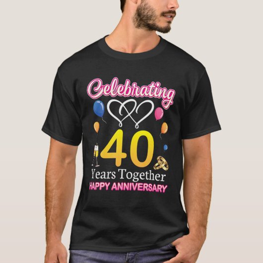 Vier 40 jaar samen een gelukkige bruiloft t-shirt (Voorkant)