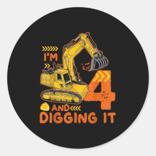 Vier 4 jaar 4e verjaardag bouw jongen 4 jaar oud ronde sticker