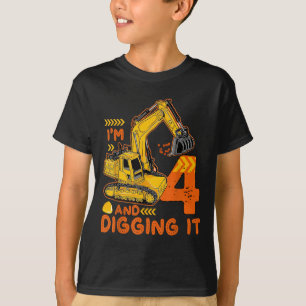 Vier 4 jaar 4e verjaardag bouw jongen 4 jaar oud t-shirt