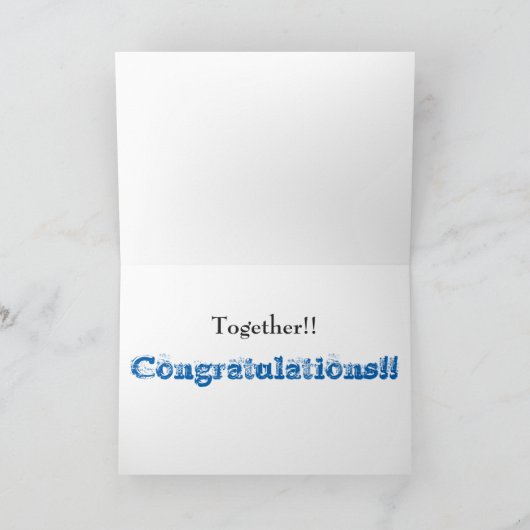 Vier (4) jaar jubileum, grote, blauw & witte tekst kaart (Binnen)